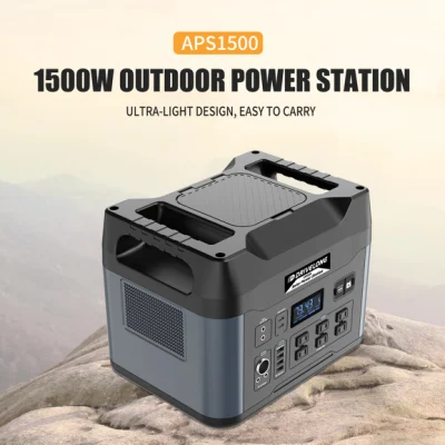 Portable Power Station Backup Lithium Battery 110V 220V 1500W Pure Sine Wave AC Outlet Solar Generator for Outdoors Camping